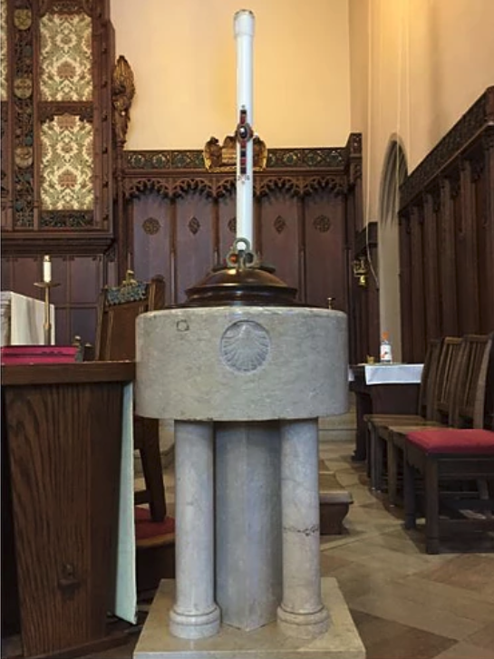 Baptismal Font & Paschal Candle