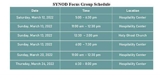 Synod Schedule